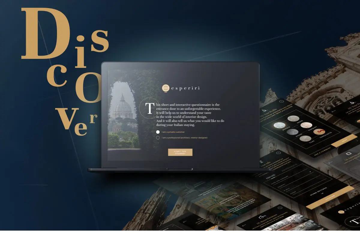 Esperiri Home Style Form on a laptop screen, with the word “Discover”