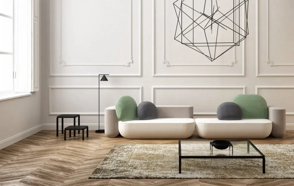 white wall with modular sofa featured in modern interiors