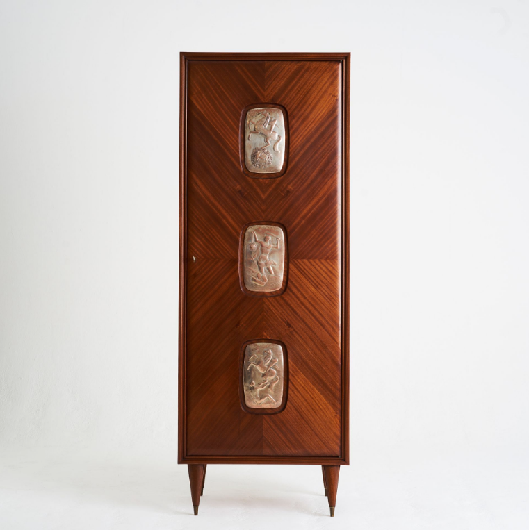 Italian Furniture in London and 12 Best Italian furniture stores in London with Fiona McDonald's 1950s Italian rosewood cabinet with embossed metal decorative panels by Cotter
