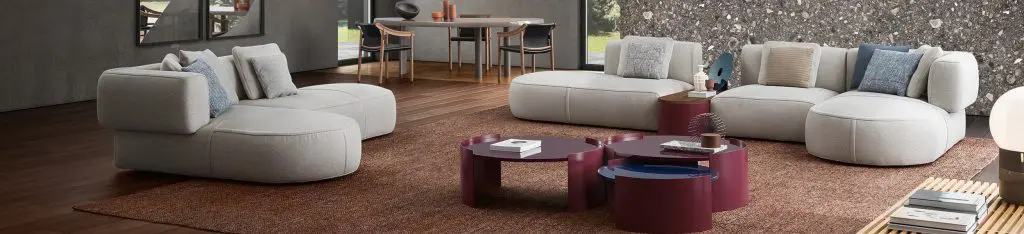 Cassina Milano and Cassina Milano Showroom featuring an Italian Sofa called 553 BOWY-SOFA by designer PATRICIA URQUIOLA