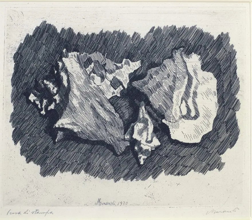 Italian Art in London featuring Italian artist giorgio morandi's still life painting with shells 1930
