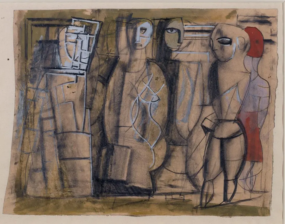Italian Art in London with Italian artist mario sironi five standing figures