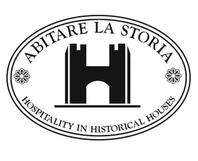 Abitare la Storia hospitality logo with a stylised castle emblem