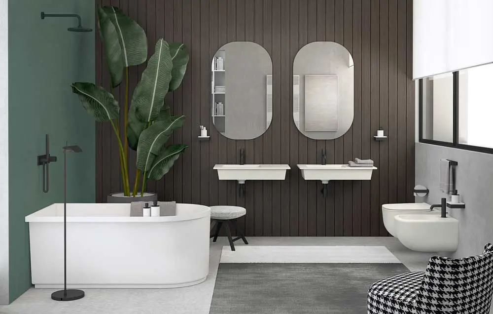 ceramica cielo bathroom displaying a luxury Italian bathroom design with contemporary white sanitary ware in a colorful setting
