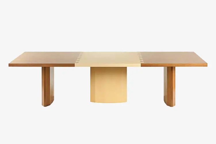 bespoke Italian furniture dining table with inlay of two different type of woods