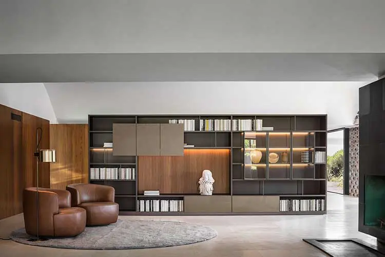 505 multimedia system by molteni in a contemporary Italian style living room displaying the italian furniture price