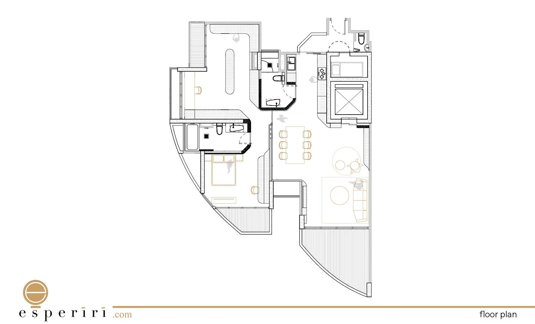 floor plan apartment and high end furniture in Singapore