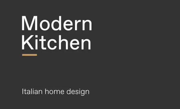 Text graphic reading Modern Kitchen, Italian home design