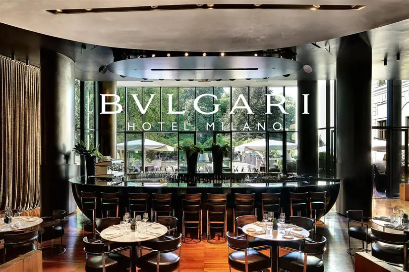 Bulgari Hotel Milano restaurant and bar interior