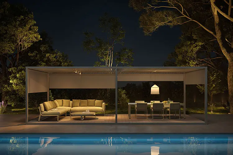 luxury sunroof by gandiablasco next to a swimming pool