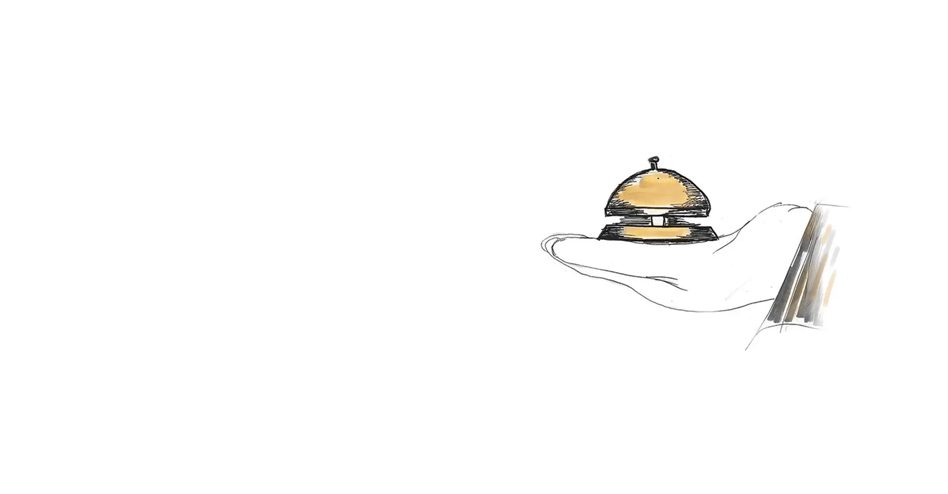 Hand-drawn sketch of a hand ringing a service bell
