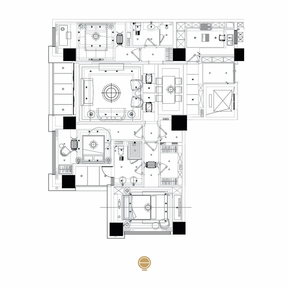 Furnished floor plan of an apartment