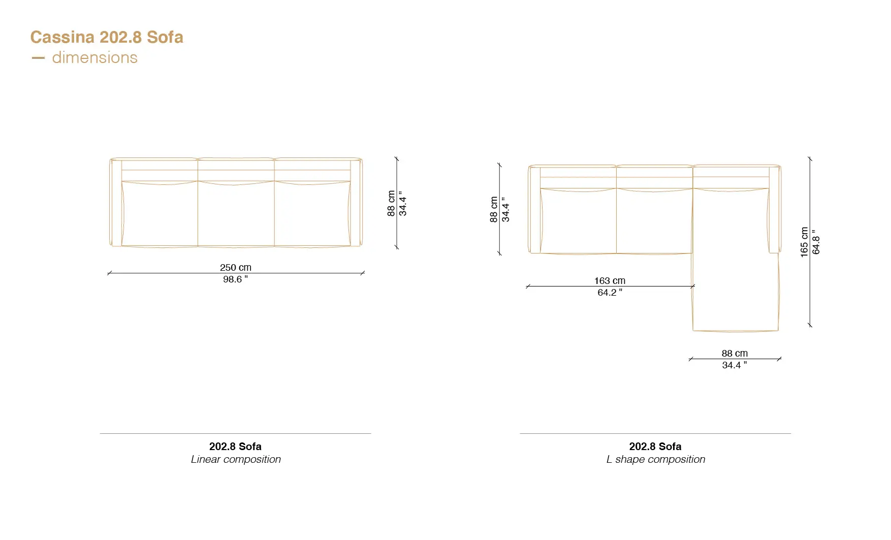202.8 sofa compositions and Cassina sofa price