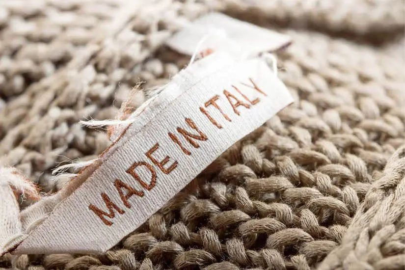 “Made in Italy” label on a chunky knit fabric
