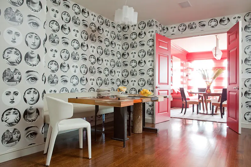 D'aquino Monaco one of the top nyc interior designers and particular fornasetti wallpaper