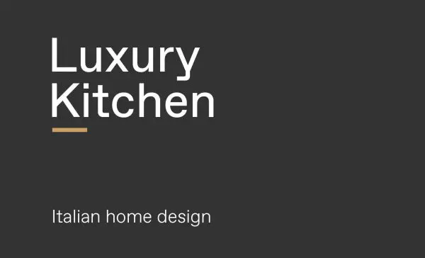 Luxury Kitchen, Italian home design title slide on a dark background