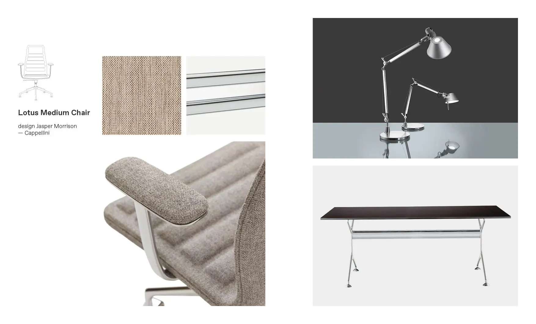 Cappellini chairs and Lotus Medium moodboard composition