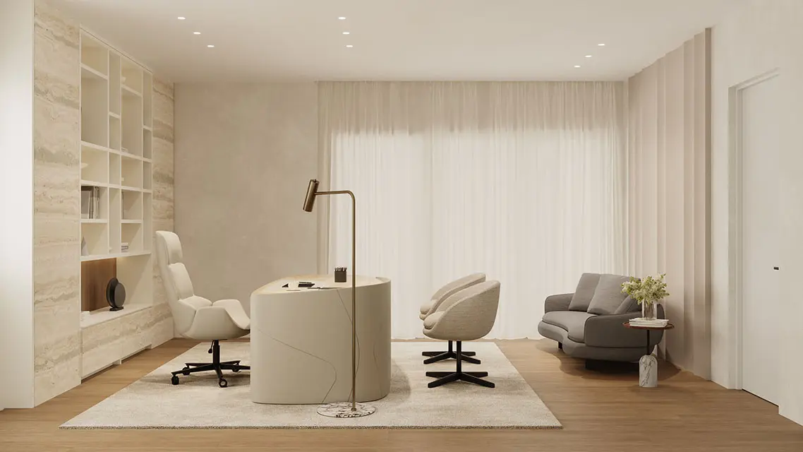 Italian modern luxury home office designed by Italian interior designer in Nigeria