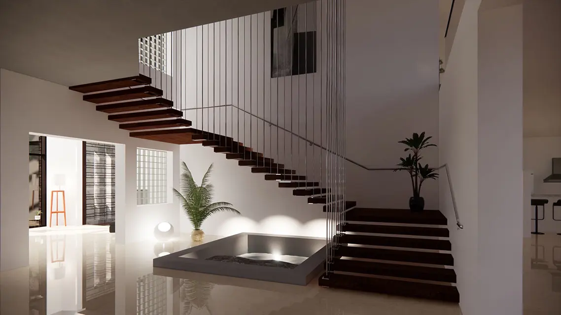staircase of the modern luxury design villa in Nigeria